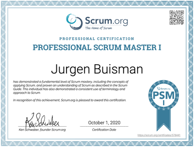 SCRUM Certificate Jurgen Buisman